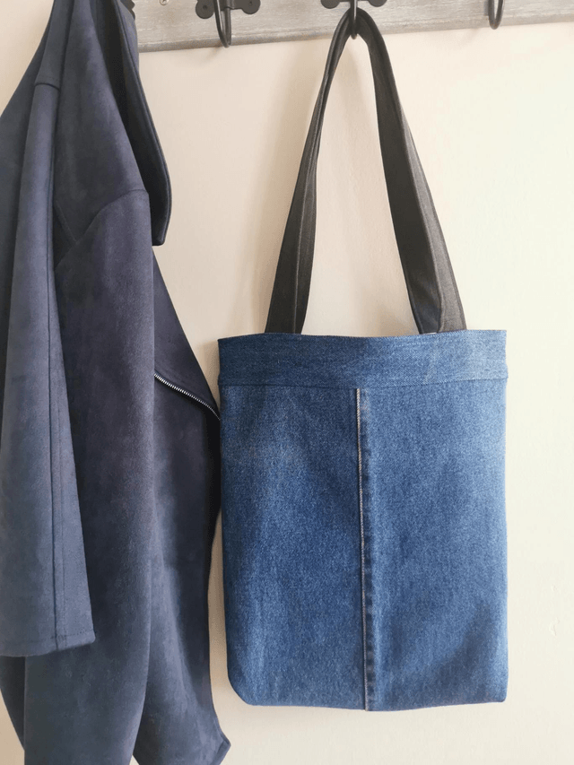 Sac #22 Jean et drap ancien - Grande poche 