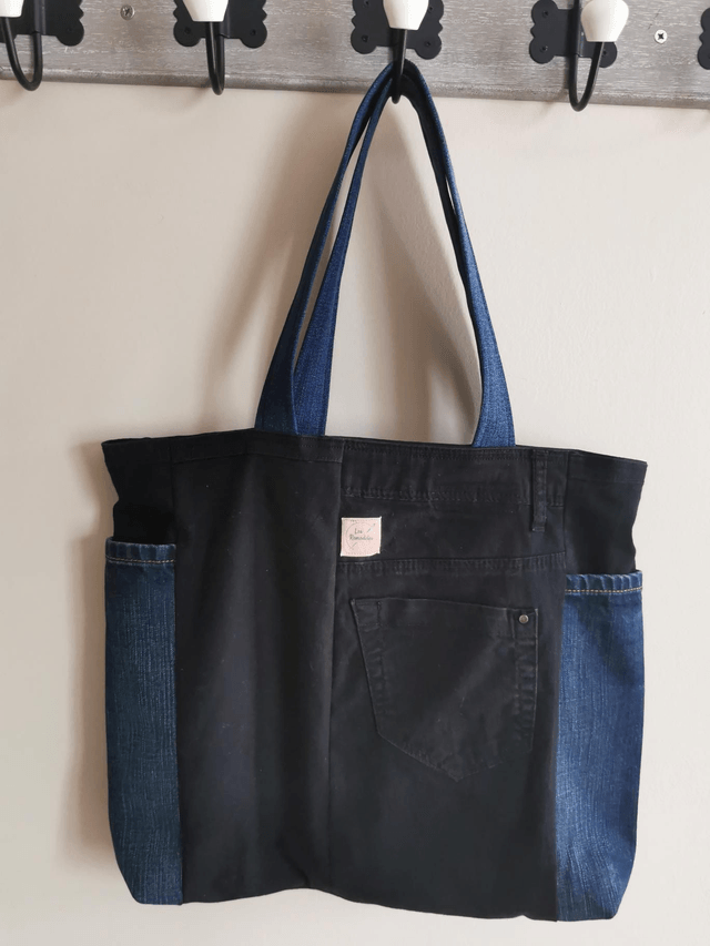Sac cabas #18 Jean noir - Grand format et poches pratiques