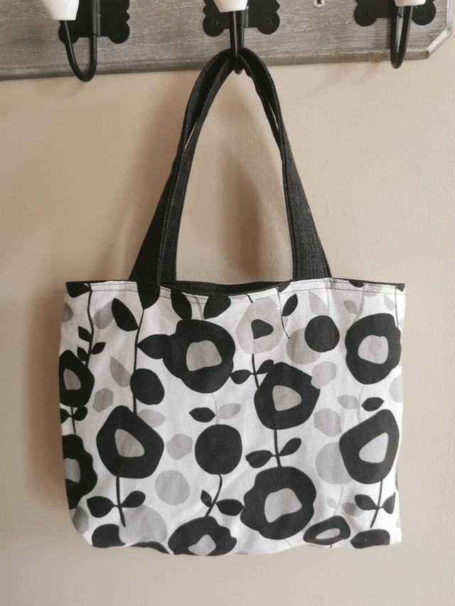 Sac mini #24 - Jean léger et tissu fleuri 