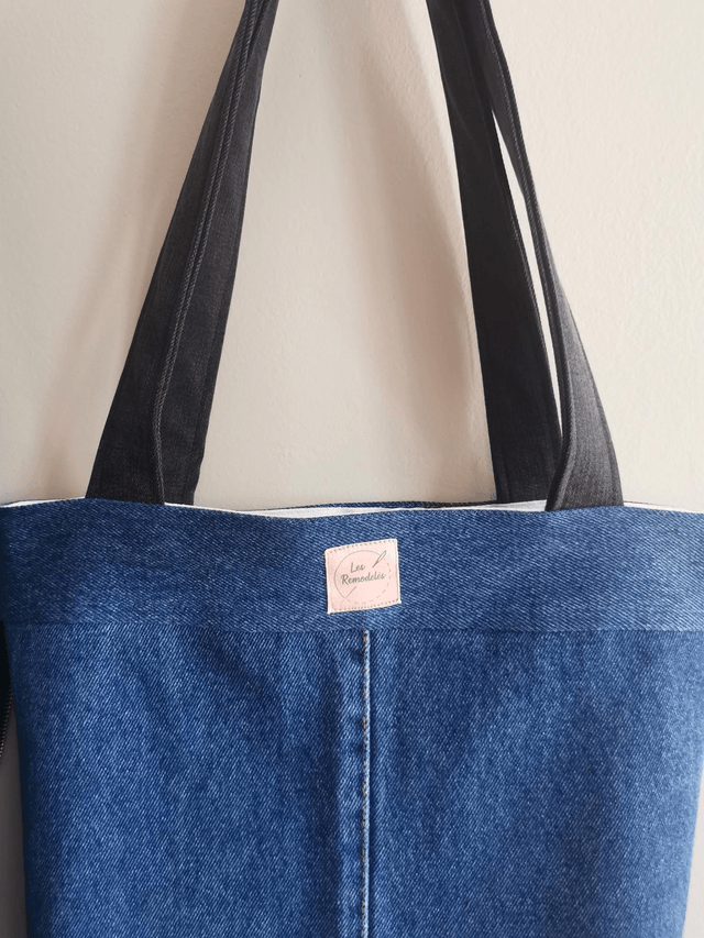 Sac #22 Jean et drap ancien - Grande poche 