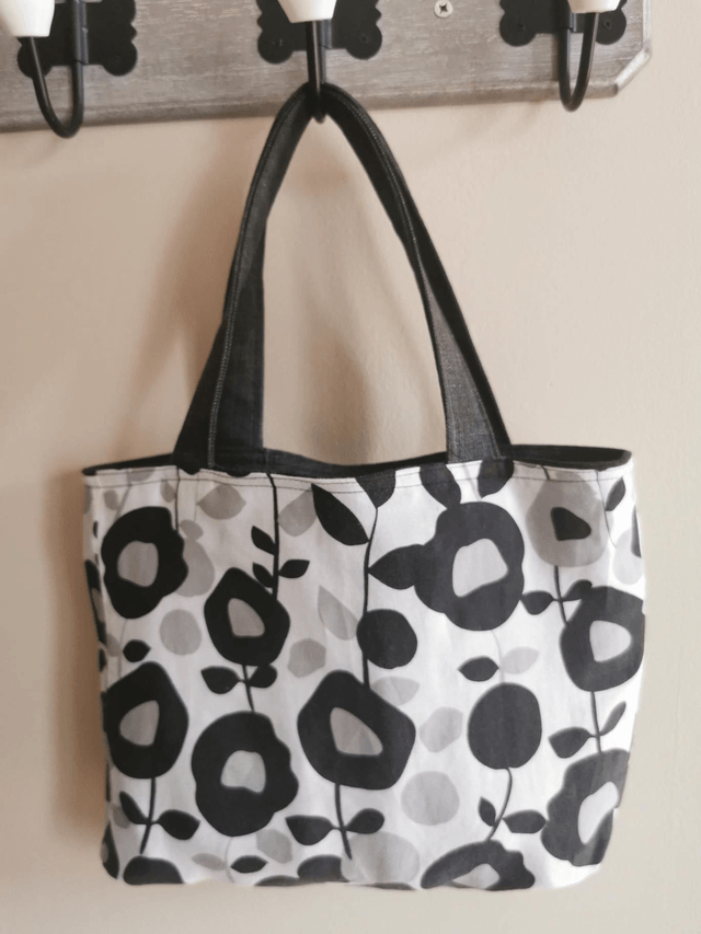 Sac mini #24 - Jean léger et tissu fleuri 