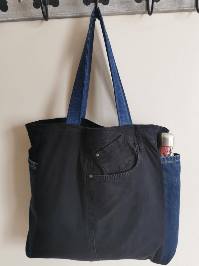 Sac cabas #18 Jean noir - Grand format et poches pratiques