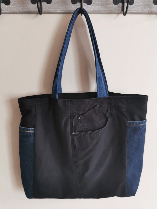 Sac cabas #18 Jean noir - Grand format et poches pratiques