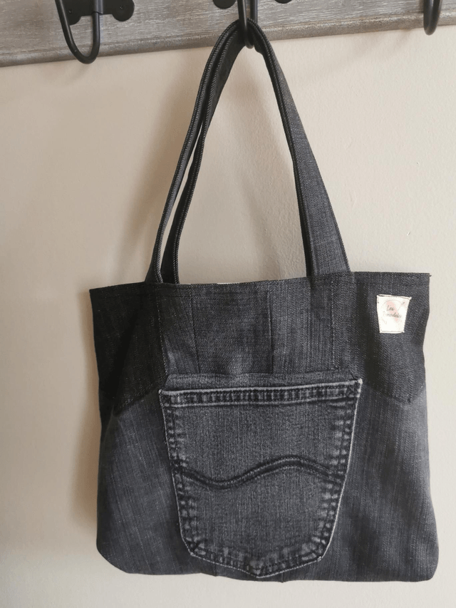 Sac mini #24 - Jean léger et tissu fleuri 
