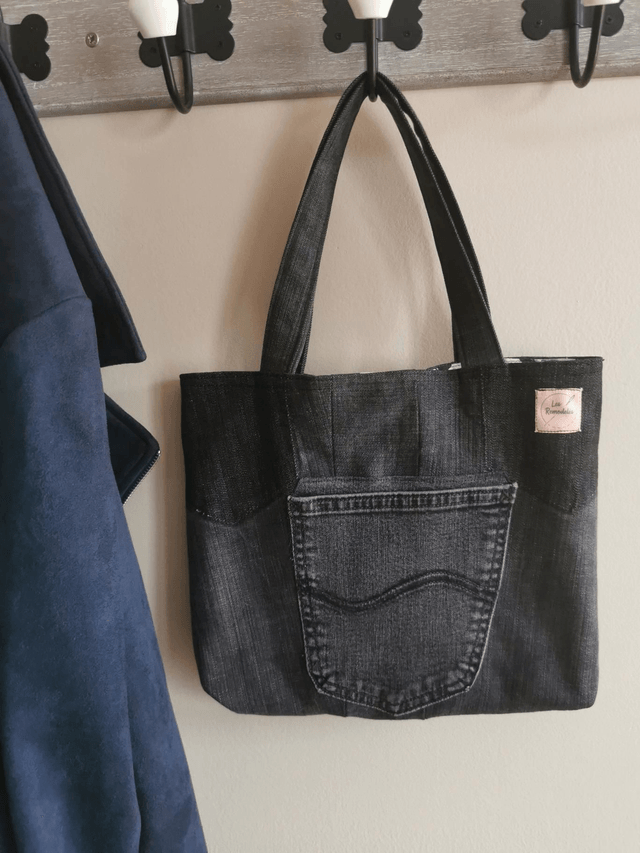 Sac mini #24 - Jean léger et tissu fleuri 