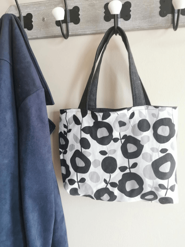 Sac mini #24 - Jean léger et tissu fleuri 