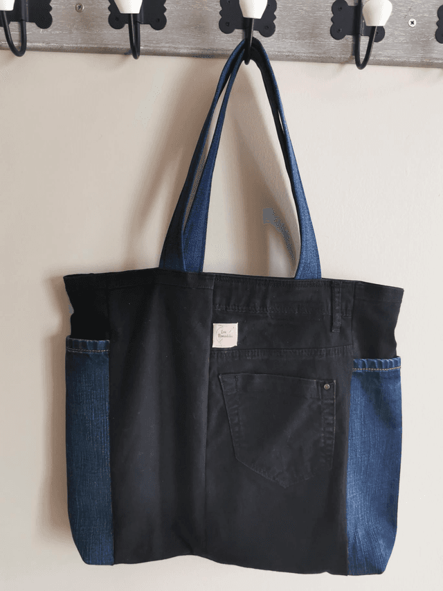 Sac cabas #18 Jean noir - Grand format et poches pratiques