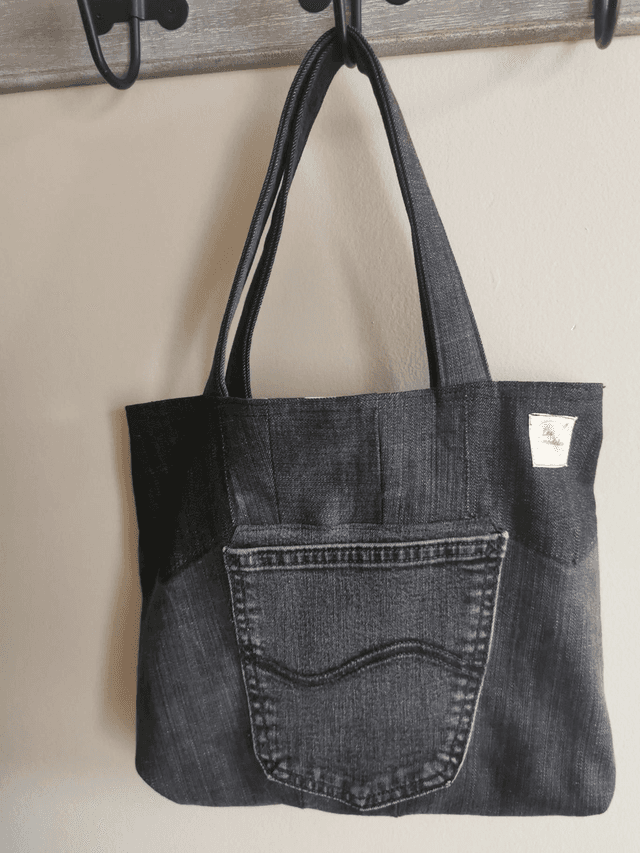 Sac mini #24 - Jean léger et tissu fleuri 